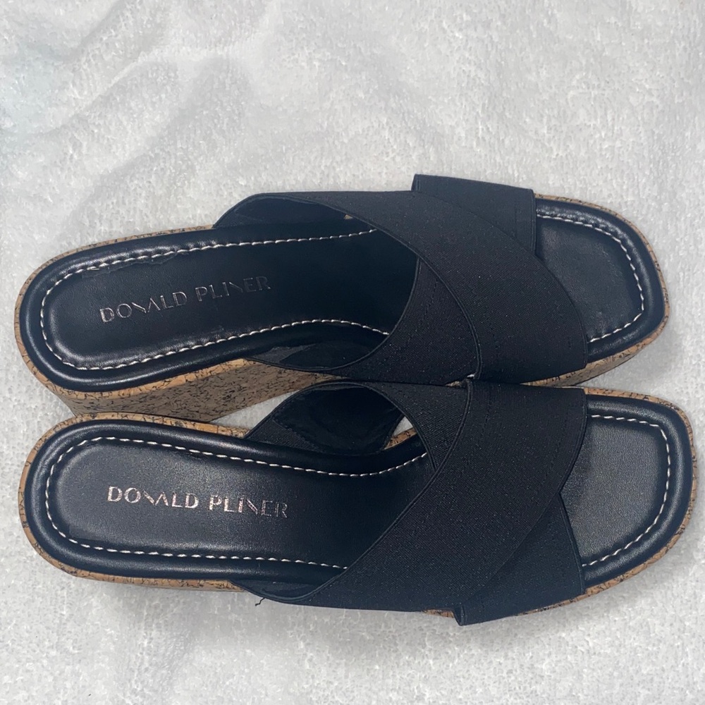 Donald J. Pliner Black Mules with Cork Sole